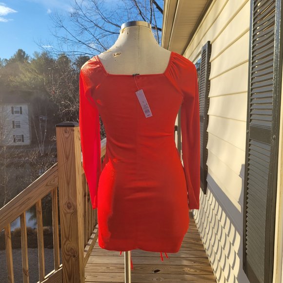 Wild Fable™ - Long Sleeve Ruched Red Velvet Bodycon Dress - Picture 7 of 8